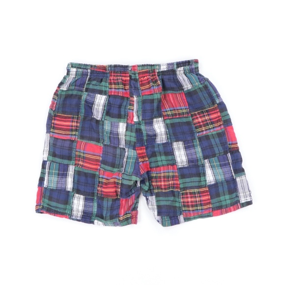 80s Mens Small Multi-Color Plaid Patchwork Shorts - Picture 5 of 9